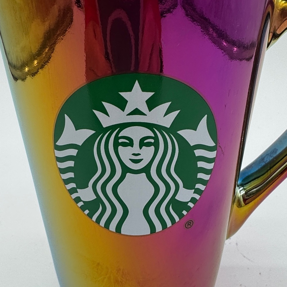 Starbucks Coffee Mug 16 OZ Rainbow Reflect Hot Drink Oil Slick Iridescent - Picture 2 of 6